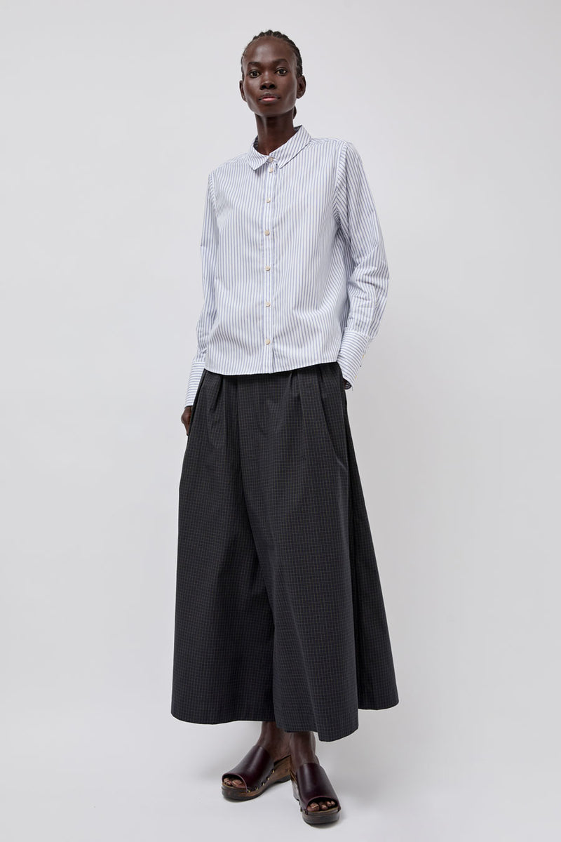 Rue De Tokyo Sylina Striped Shirting in Navy Triple Stripe