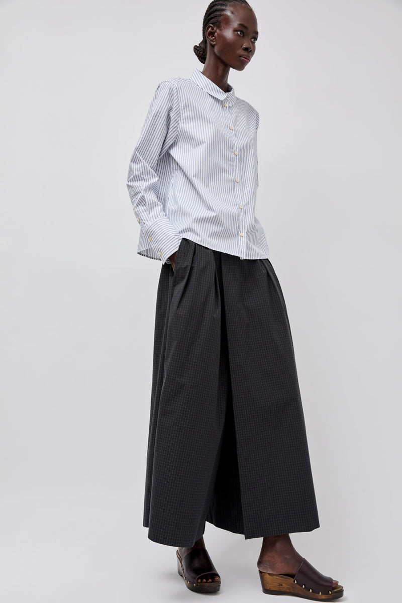 Rue De Tokyo Sylina Striped Shirting in Navy Triple Stripe