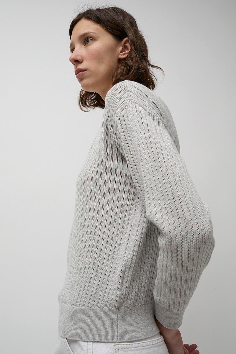 Rue Blanche Pointelle Sweater  in Grey Melange