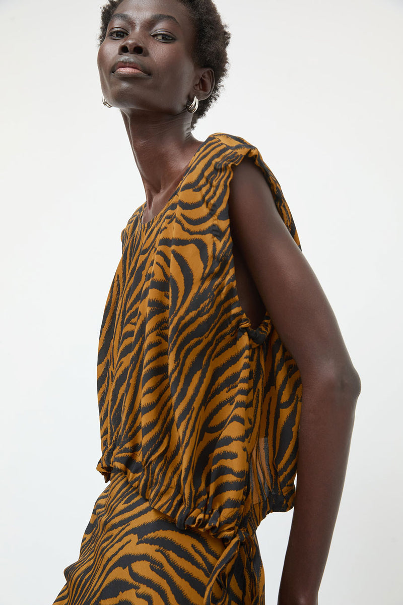 No.6 Anabel Top in Brown and Black Zebra