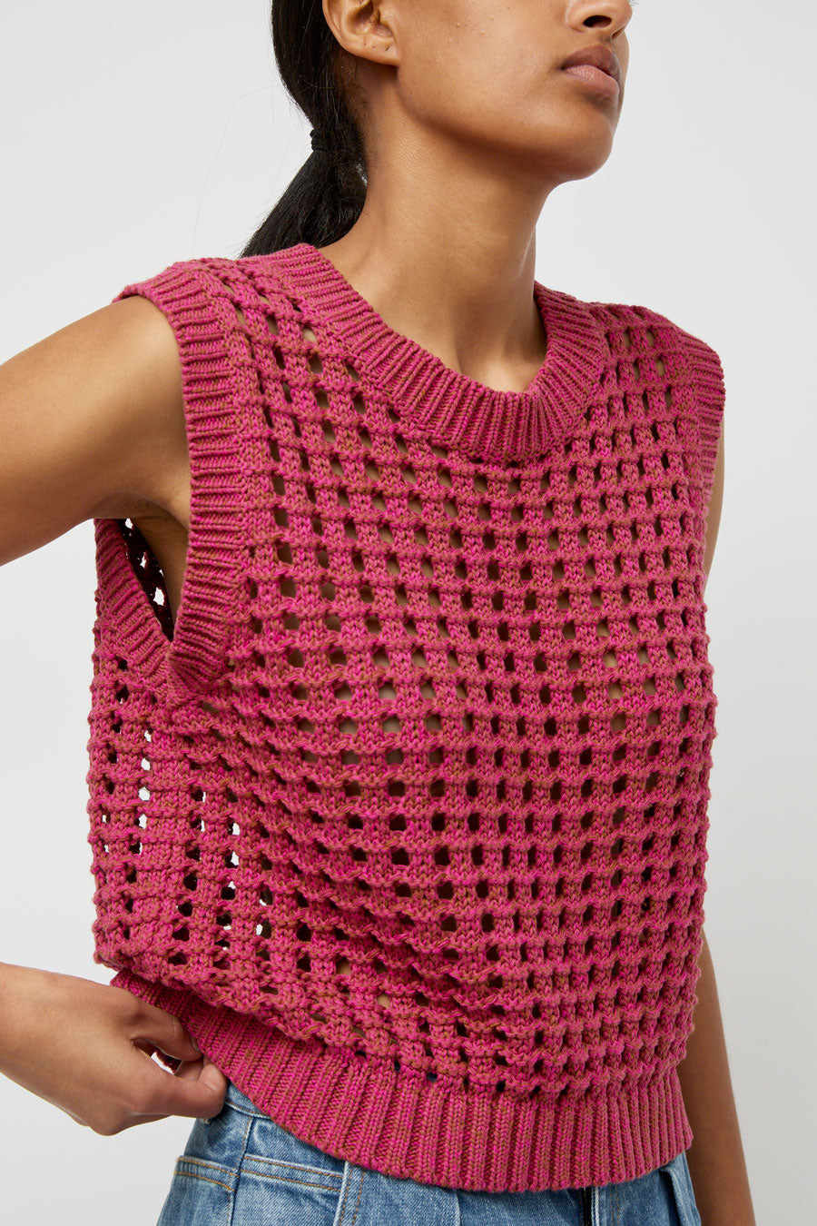 No.6 Reed Tank in Pink and Brown