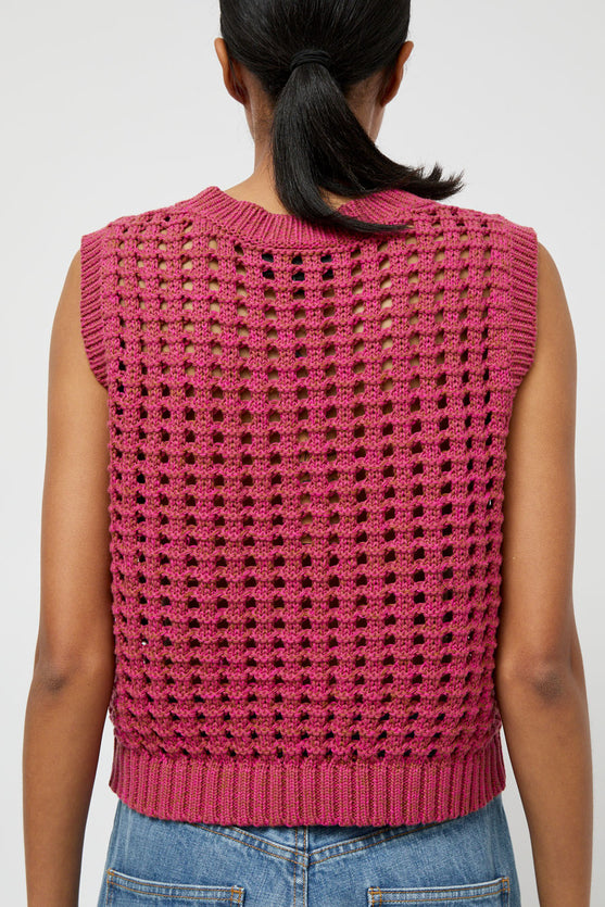 No.6 Reed Tank in Pink and Brown