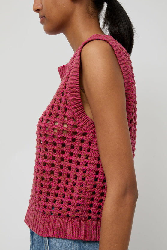 No.6 Reed Tank in Pink and Brown