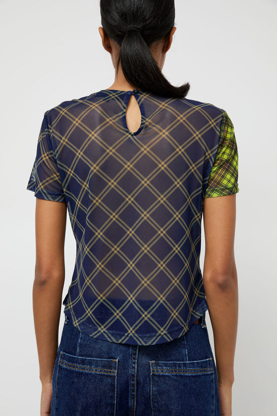 No.6 Tara Top in Navy Plaid Combo