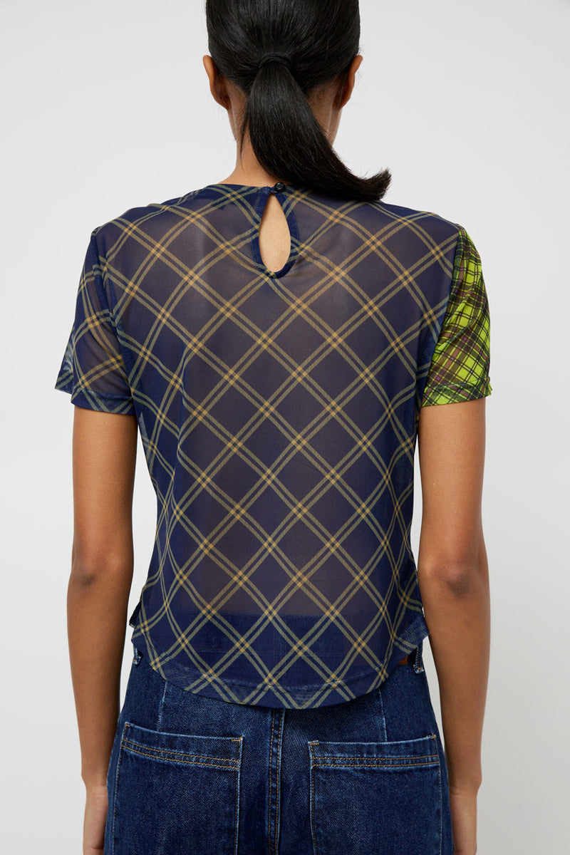 No.6 Tara Top in Navy Plaid Combo