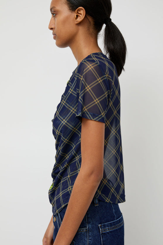 No.6 Tara Top in Navy Plaid Combo