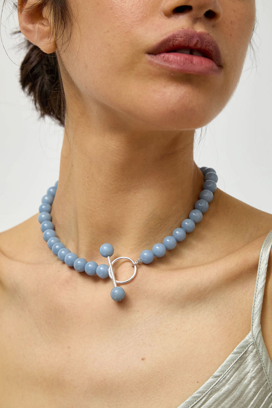 Saskia Diez Barbelle Necklace in Sky – No.6 Store