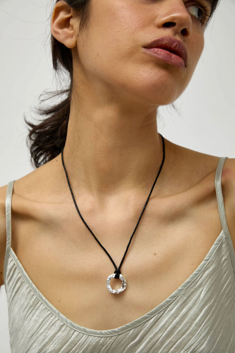 Saskia Diez Crushed Pendant in Black and Silver