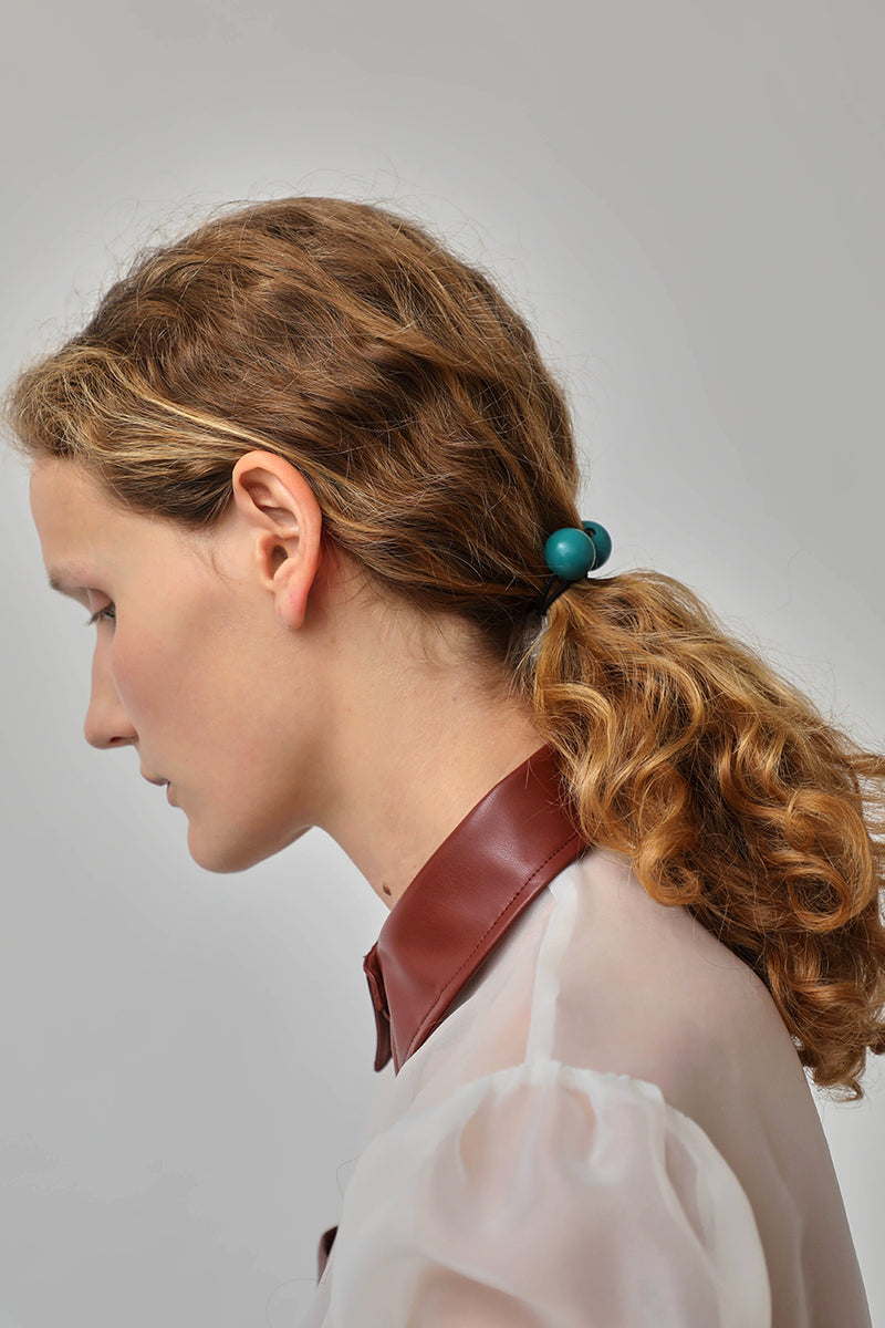Saskia Diez Wood Hair Tie in Turquoise