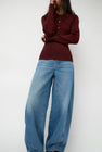 Sayaka Davis Combo Ribbed Polo in Rust and Navy