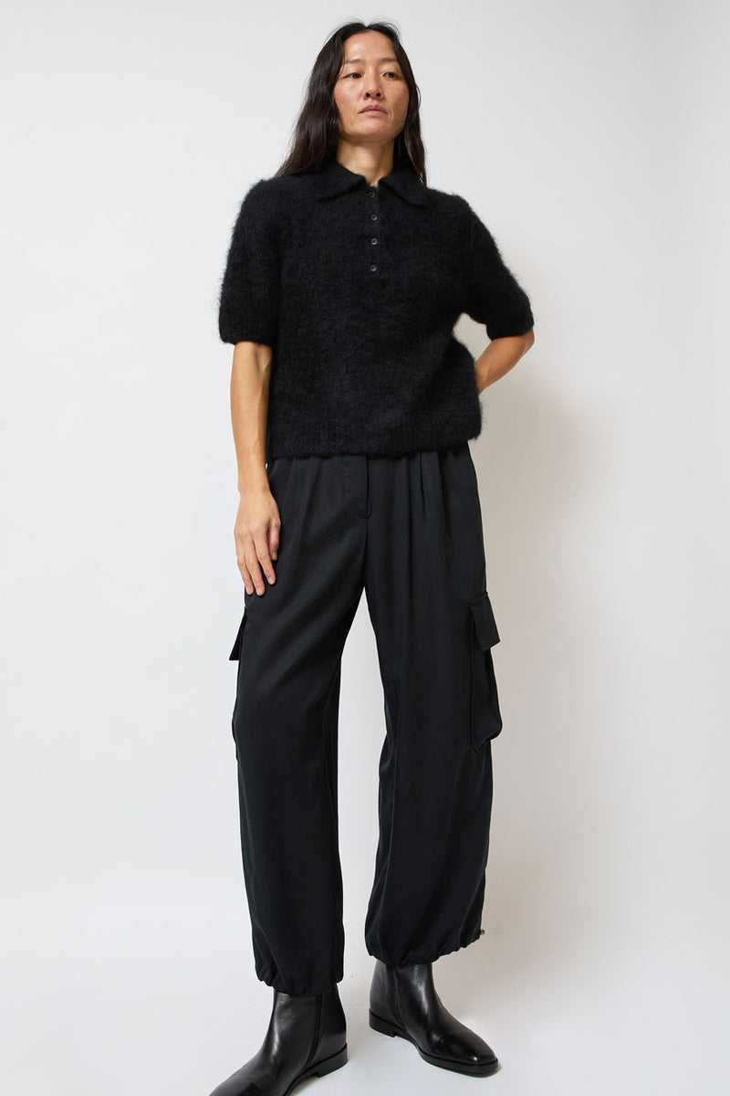 Sayaka Davis Compact Knit Polo in Black