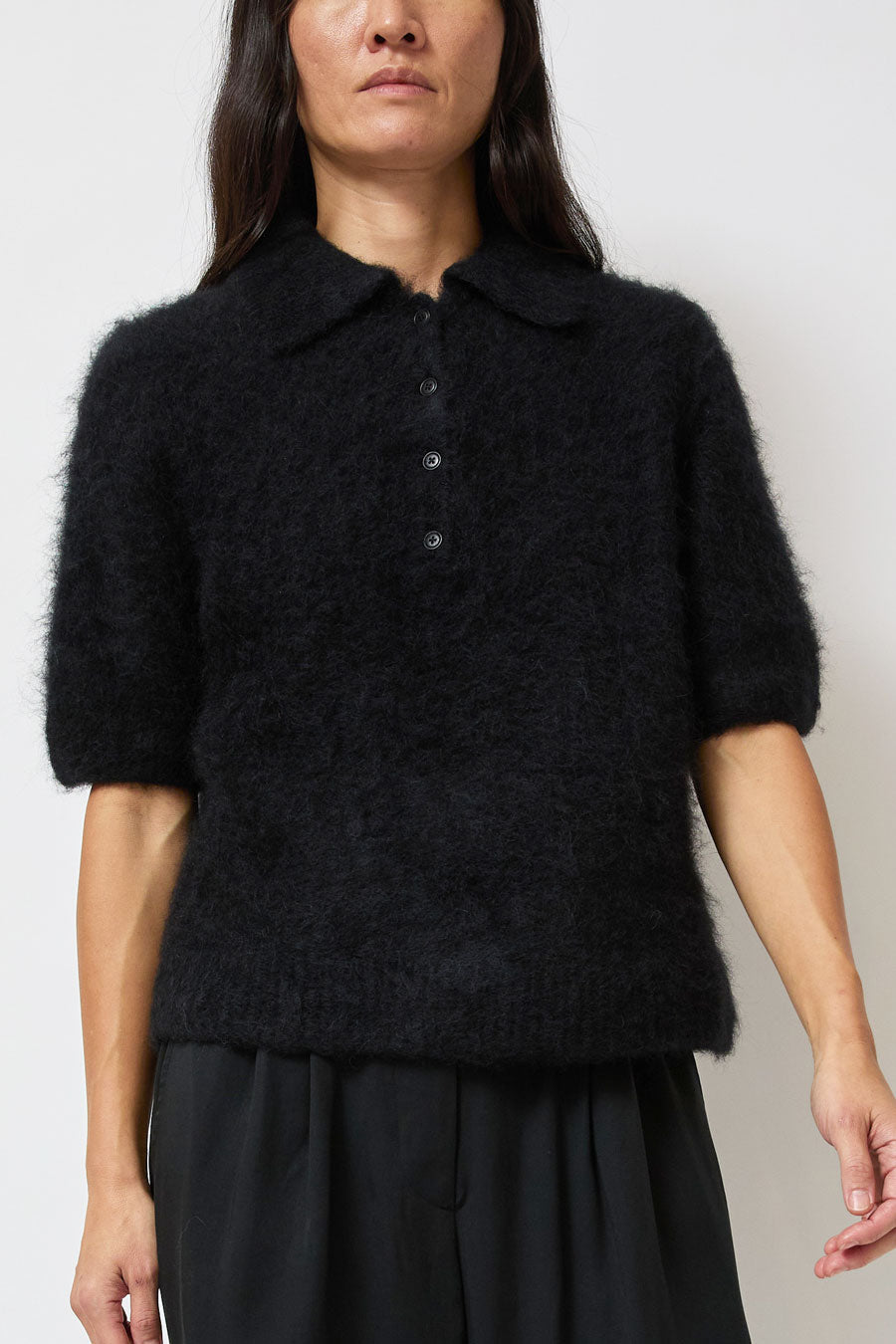 Sayaka Davis Compact Knit Polo in Black