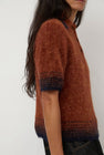 Sayaka Davis Compact Knit Polo in Brick and Navy