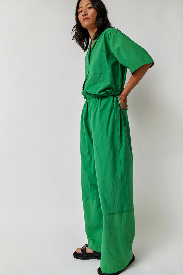 Sayaka Davis Open Collar Jumpsuit in Apple Green