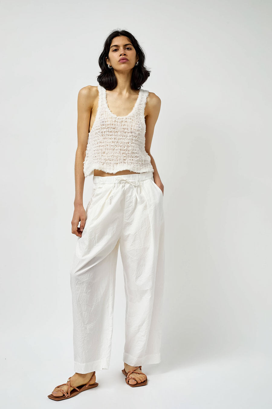 Sayaka Davis Tucked Pull-on Pants in White