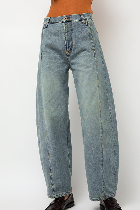 Sayaka Davis Barrel Denim Pants in Light Blue