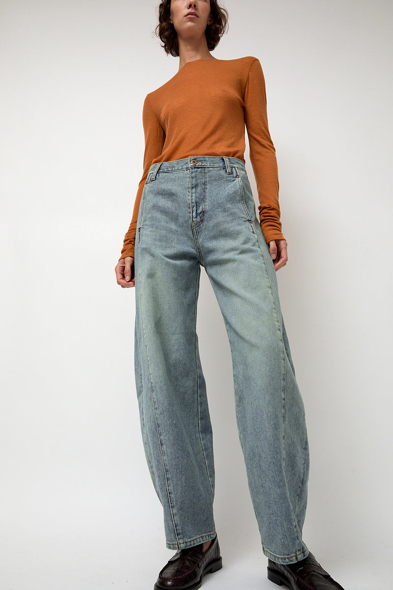 Sayaka Davis Barrel Denim Pants in Light Blue