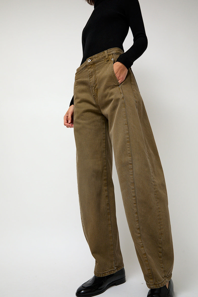 Sayaka Davis Barrel Denim Pants in Mocha