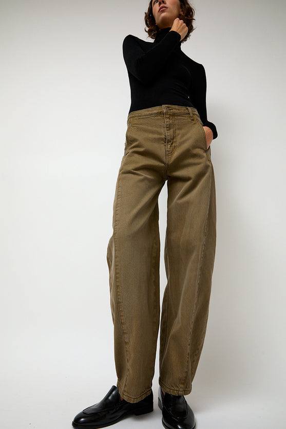 Sayaka Davis Barrel Denim Pants in Mocha