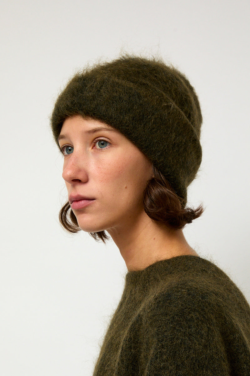 Sayaka Davis Brushed Mohair Beanie in Olive