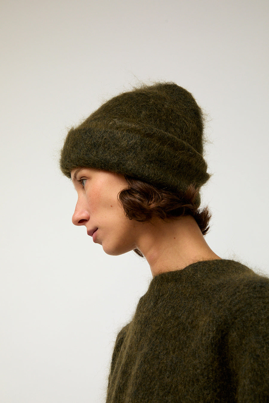 Sayaka Davis Brushed Mohair Beanie in Olive