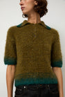 Sayaka Davis Compact Knit Polo in Olive and Green