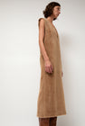 Sayaka Davis Eco Fur Deep V Dress in Camel