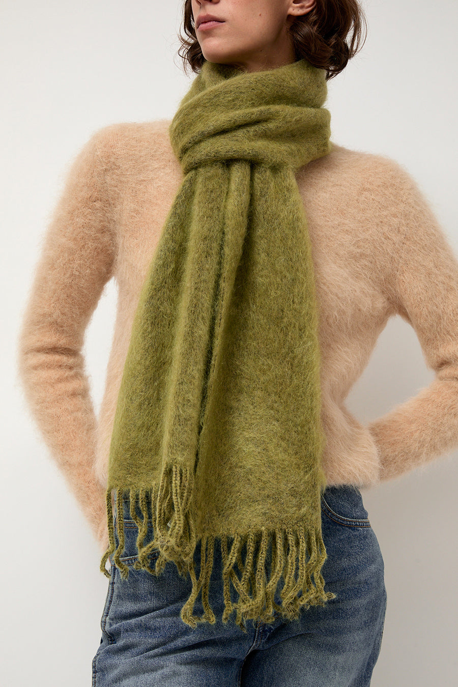 Sayaka Davis Ribbed Mohair Scarf in Matcha