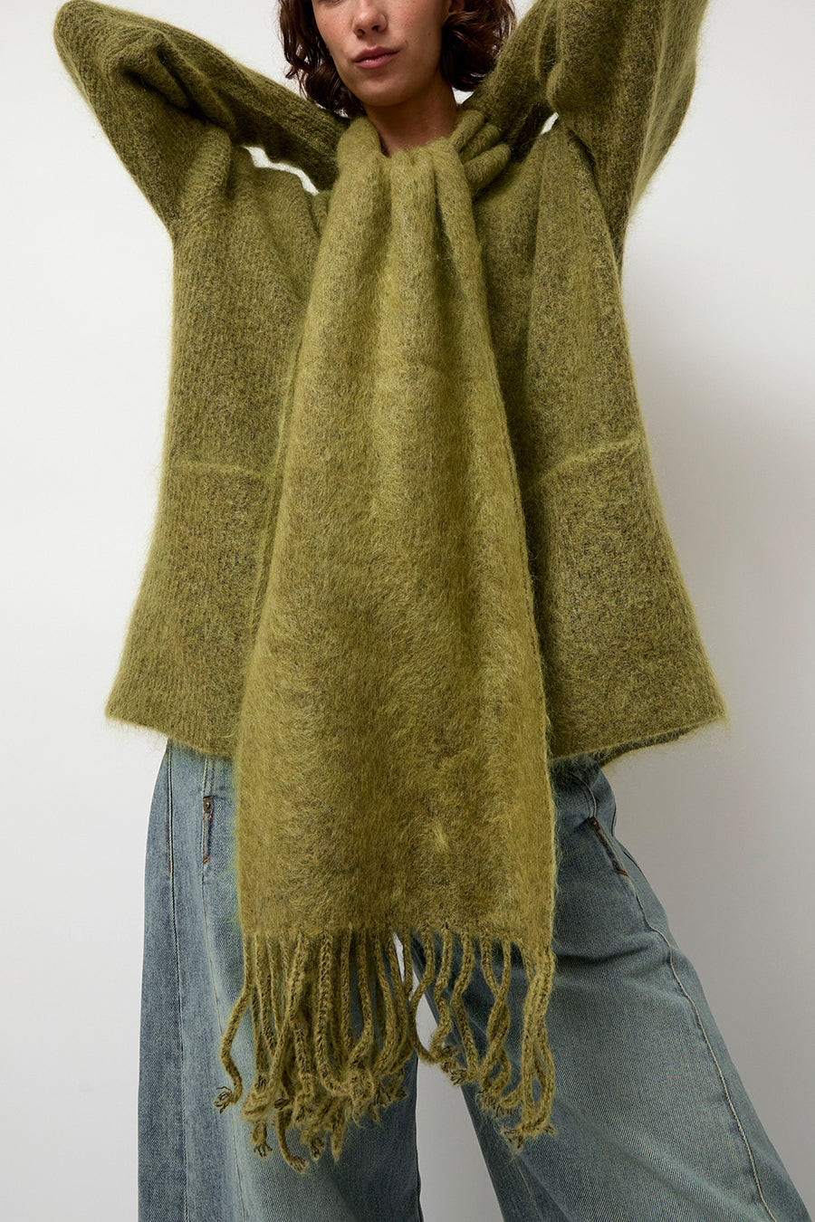 Sayaka Davis Ribbed Mohair Scarf in Matcha