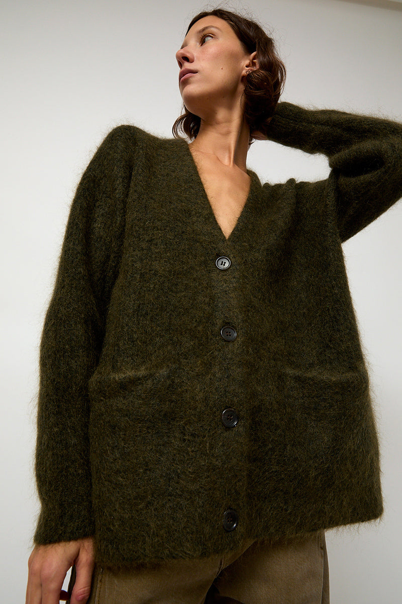 Sayaka Davis Mohair Cardigan in Olive