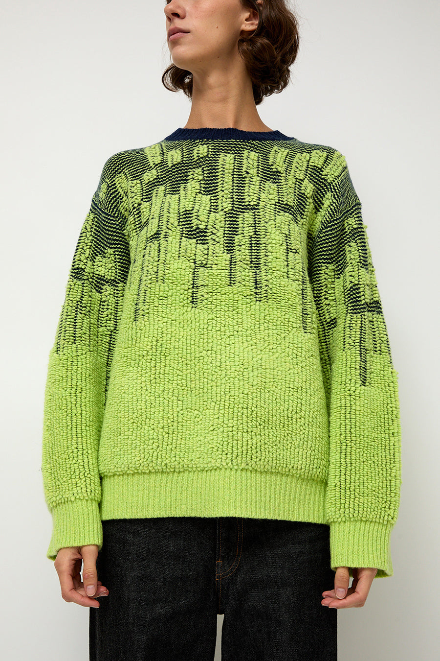 Sayaka Davis Pile Jacquard Sweater in Wasabi