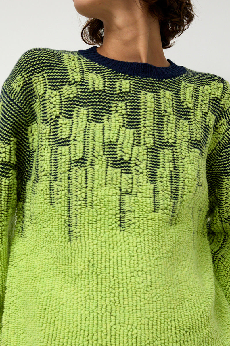 Sayaka Davis Pile Jacquard Sweater in Wasabi