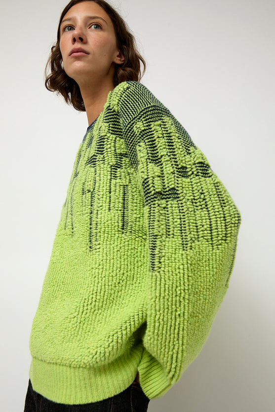 Sayaka Davis Pile Jacquard Sweater in Wasabi