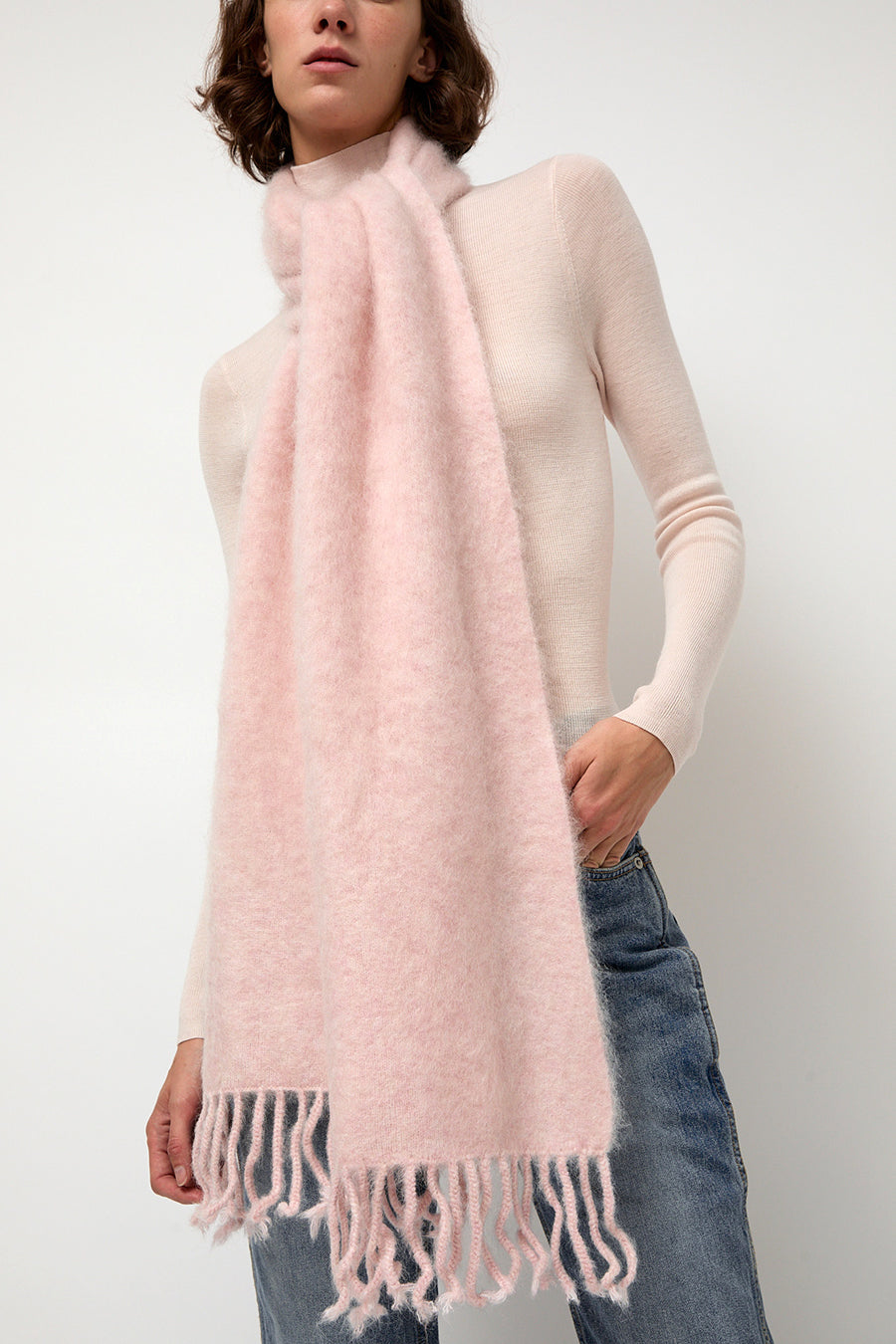 Sayaka Davis Ribbed Mohair Scarf in Blush