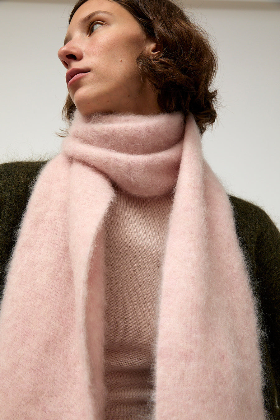 Sayaka Davis Ribbed Mohair Scarf in Blush