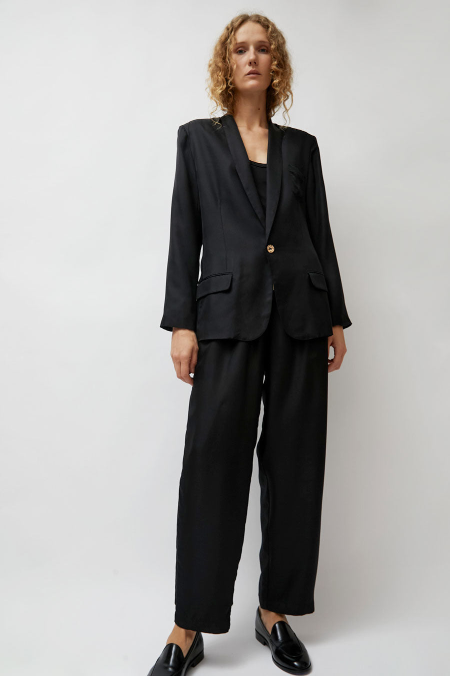 Silk Laundry Twill Miami Blazer in Black