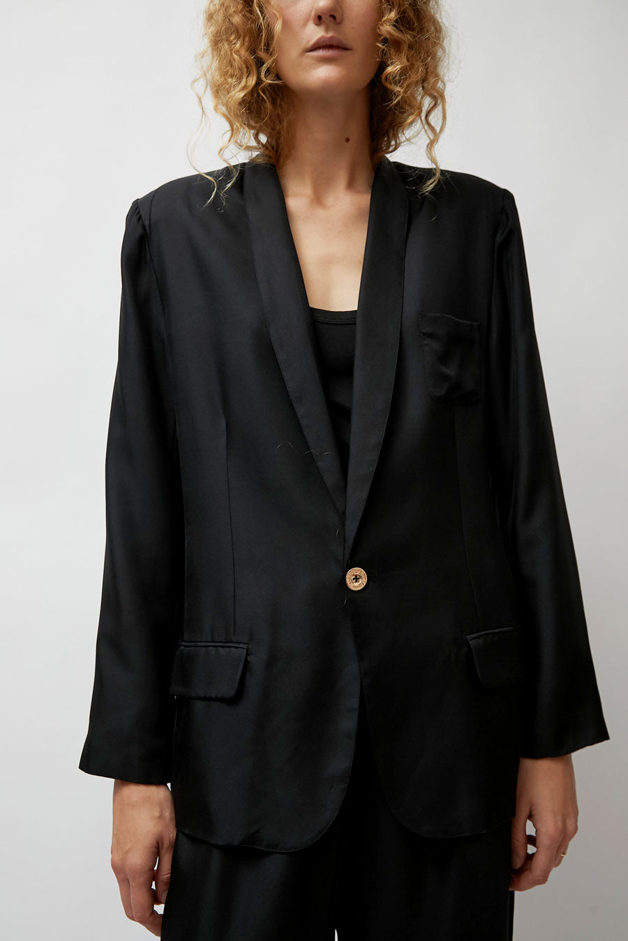 Silk Laundry Twill Miami Blazer in Black