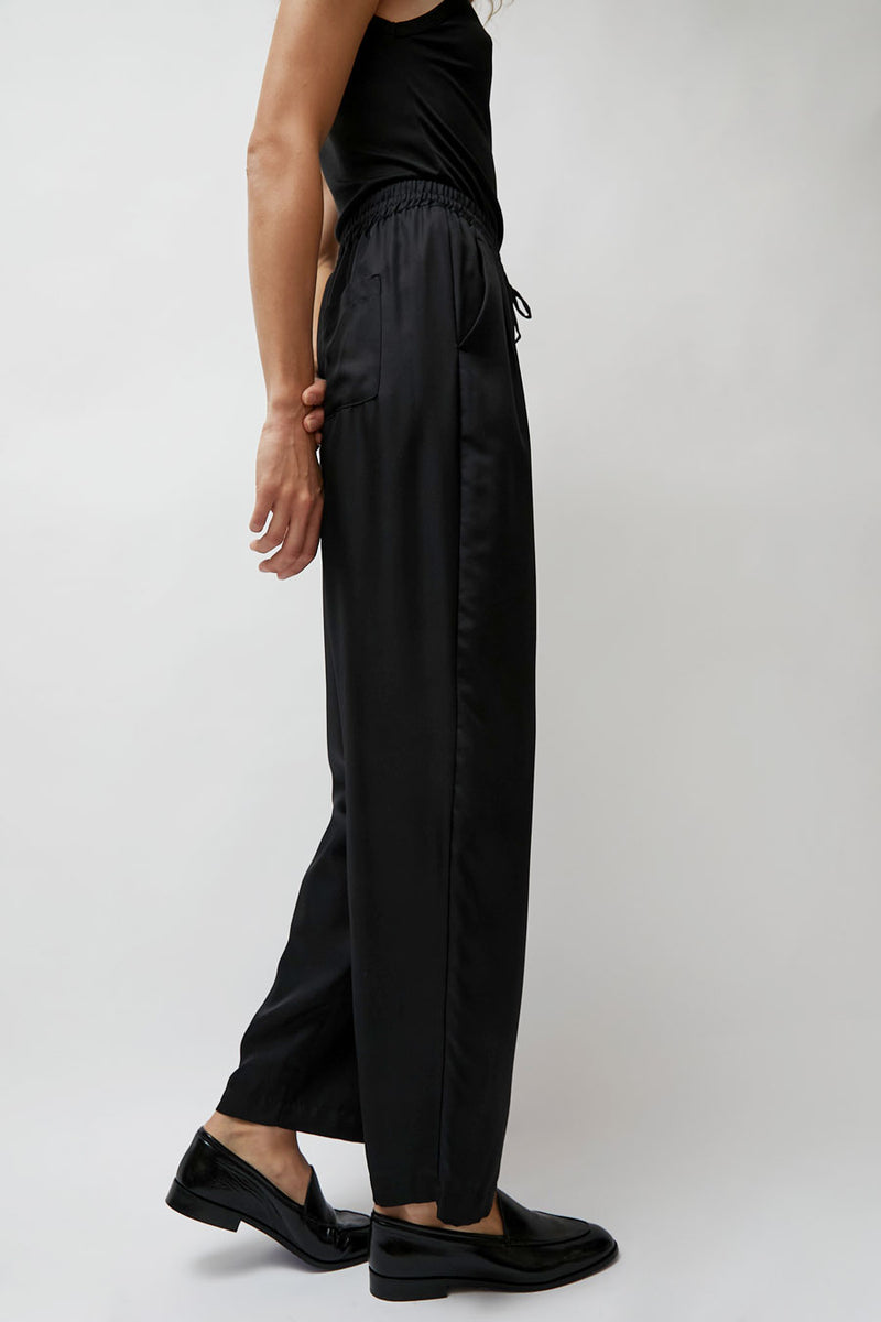 Silk Laundry Twill Slouch Pants in Black