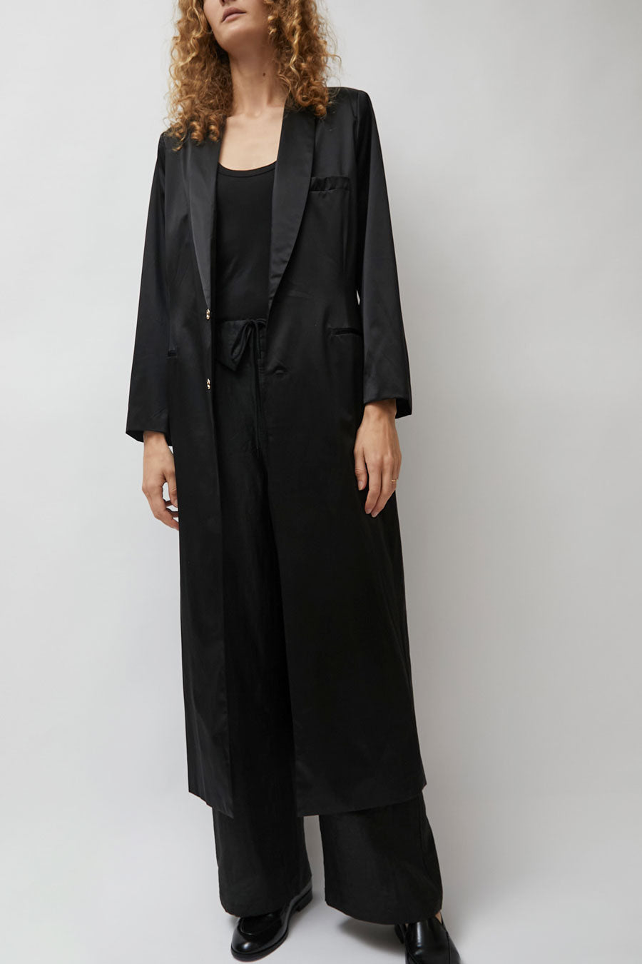 Silk Laundry Weatherproof Long Blazer in Black