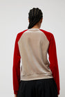 Simone Wild Two Tone Raglan Sweatshirt in Red and Taupe