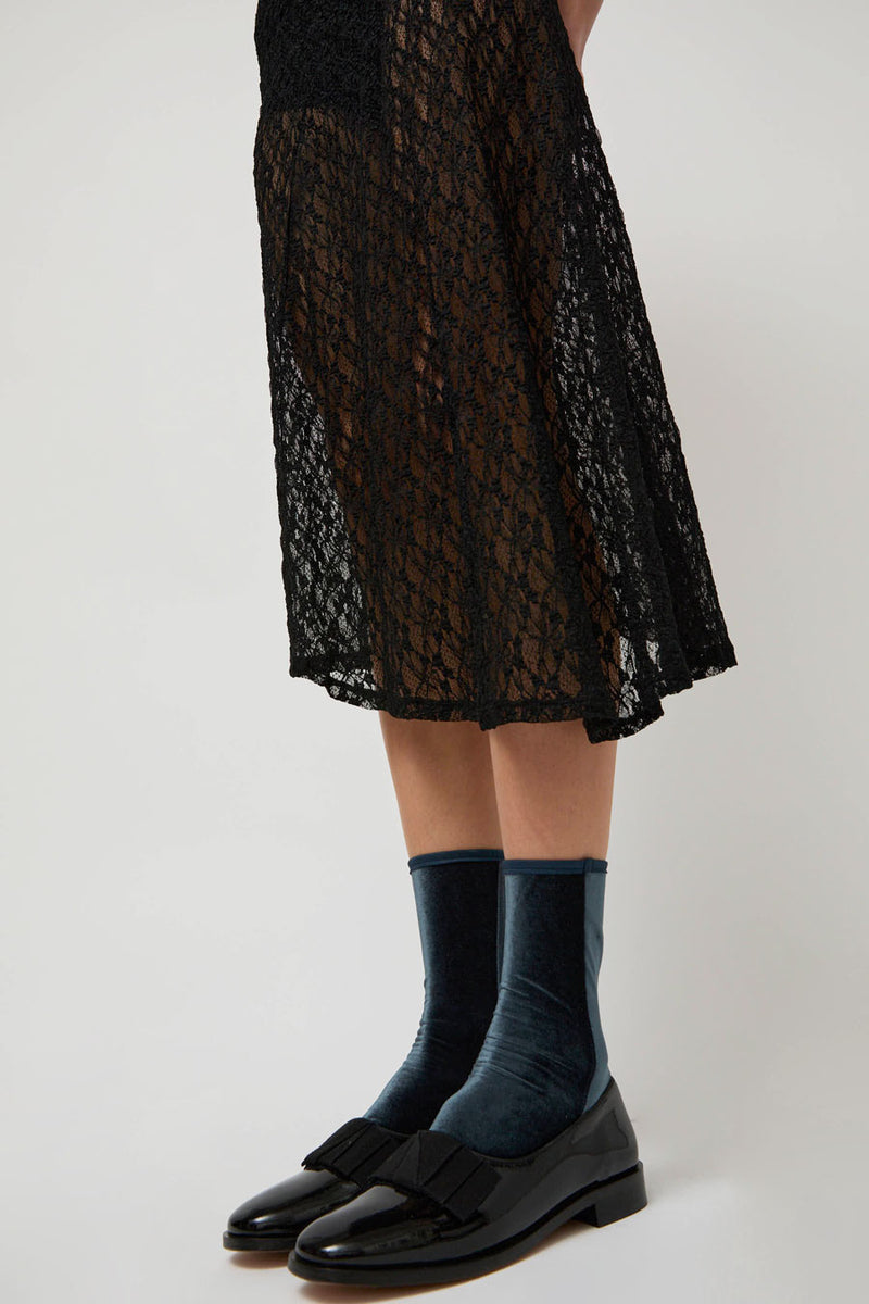 Simone Wild Velvet Ankle Socks in Anthracite