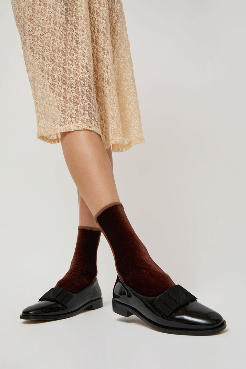 Simone Wild Velvet Ankle Socks in Nut