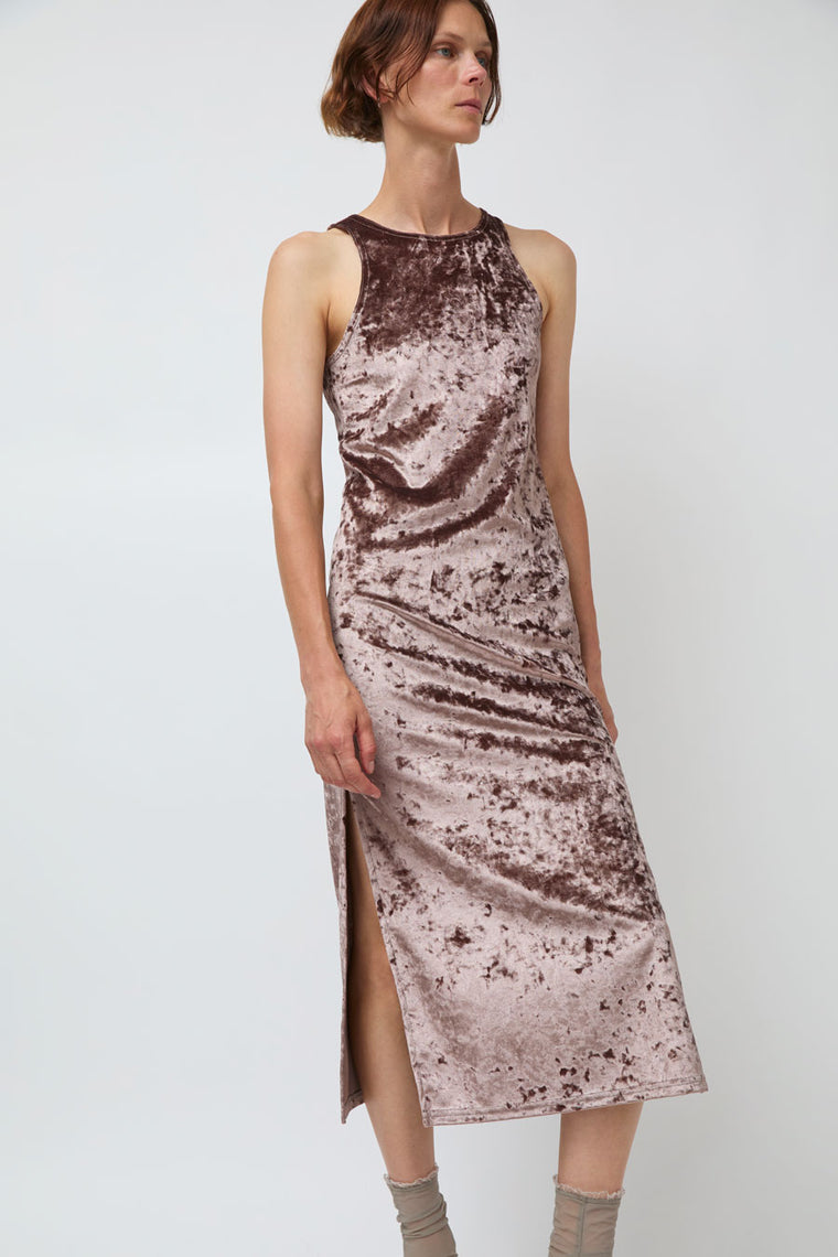 Simone Wild Velvet Athletic Dress in Praline