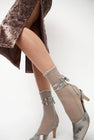 Simone Wild Mesh Frill Ankle Socks in Fango