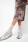 Simone Wild Mesh Frill Ankle Socks in Silk