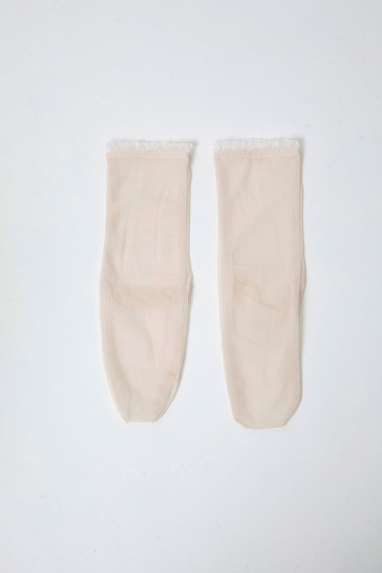 Simone Wild Mesh Frill Ankle Socks in Silk