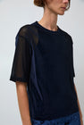Simone Wild Mesh Velvet Oversized Tee in Marine