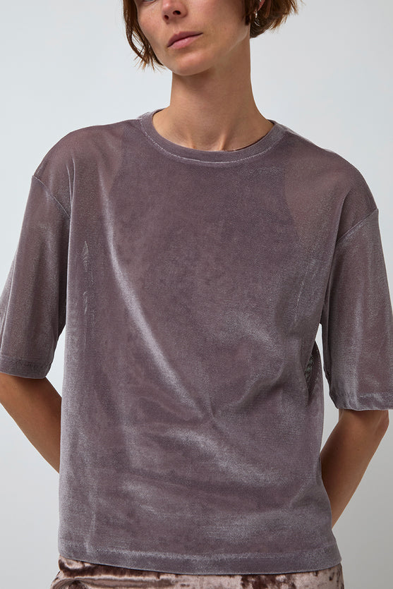 Simone Wild Mesh Velvet Oversized Tee in Mauve