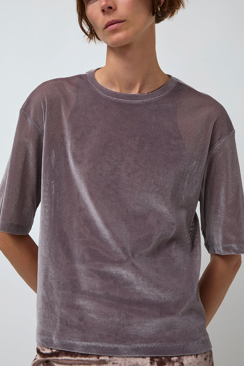 Simone Wild Mesh Velvet Oversized Tee in Mauve