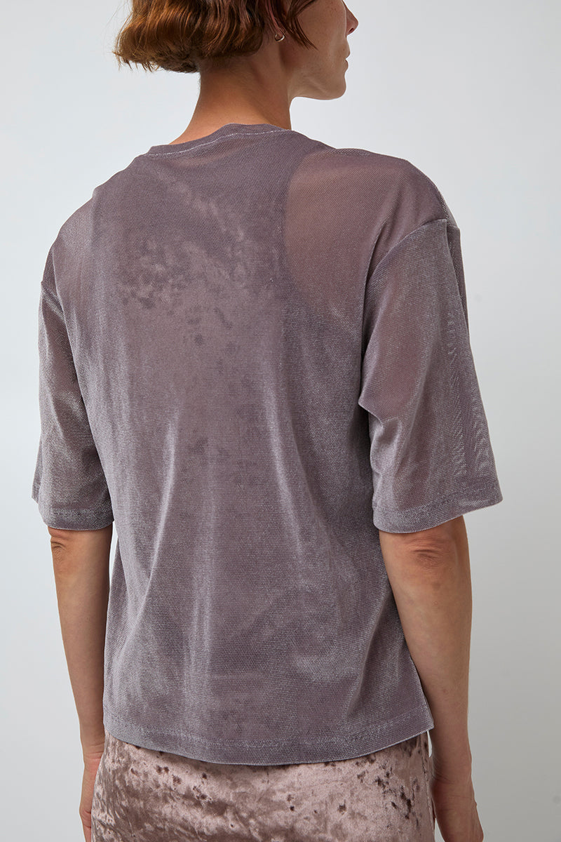 Simone Wild Mesh Velvet Oversized Tee in Mauve